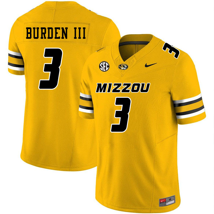 Men #3 Luther Burden III Missouri Tigers College Football Jerseys Stitched-Gold